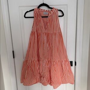 Vibrant Orange Striped Mini Dress
